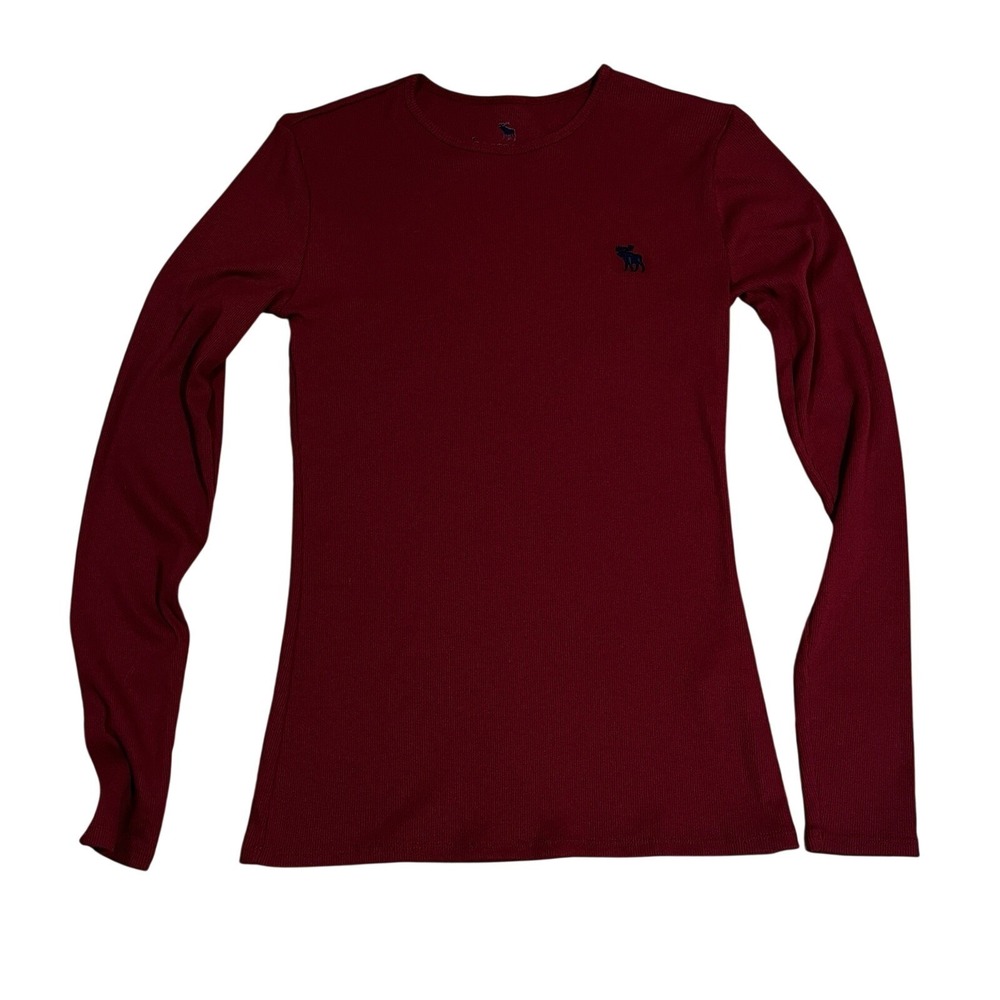 Abercrombie‎ Kids Ribbed Top Embroidered Logo Unisex 15/16 Burgundy Y2K
